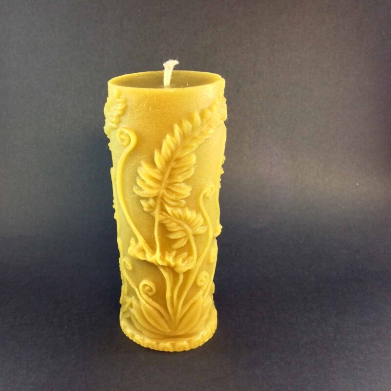 Rustic Fern Motive Beeswax Candle